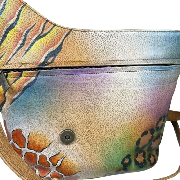Anuschka Peacock Animal Print Leather Crossbody Bag & Wallet Set - Picture 5 of 12